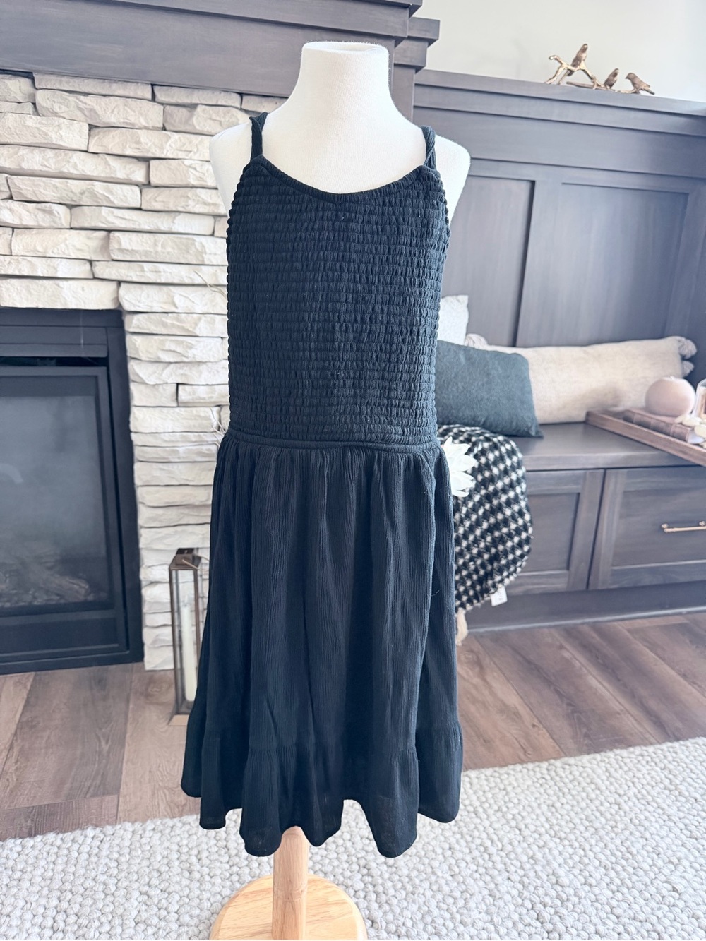 art class Girls XL (14) Black Smocked Sundress with Spaghetti Straps